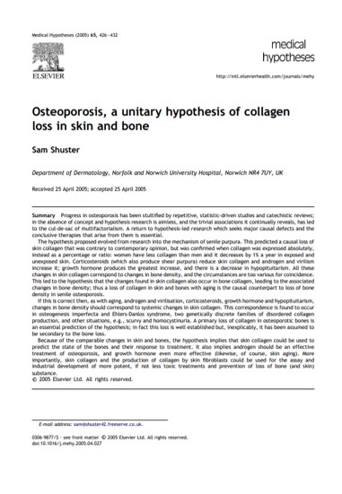 Shuster S_Osteoporosis, a unitary hypothesis of collagen loss in skin and bone